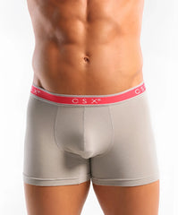 Gray textured cocksox classic boxer briefs with a pink csx waistband in size small ghost grey csx12 model