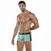 Code 22 motion push up trunk underwear in turquoise mesh with black side stripes and branded waistband size 2XL