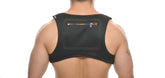 Black neoprene back support with rainbow zipper pocket on the back of colt neoprene vest harness
