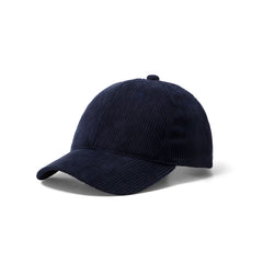 Dark navy corduroy baseball cap with structured crown and curved brim for casual wear