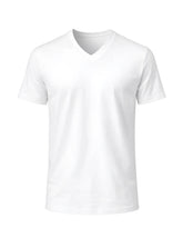 White v neck cotton t-shirt with short sleeves perfect for casual wear and comfortable everyday use