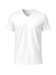White v neck cotton t-shirt with short sleeves perfect for casual wear and comfortable everyday use