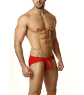 Red mesh sheer pouch bikini briefs with cutout design cover male underwear size s in red