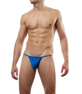 Royal blue cover male string bikini underwear in size m made of stretchy fabric for athletic and swimwear use