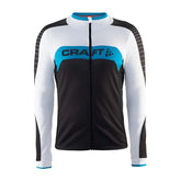 White black and bright blue craft gran fondo long sleeve cycling jersey with full zipper size m