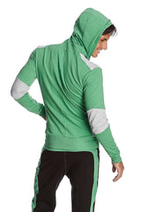 Figurbetonter Crossover Yoga Track Performance Hoodie (Bambusgrün & Grau)