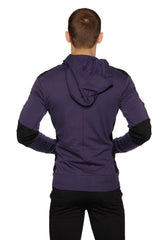 Figurbetonter Crossover Yoga Track Performance Hoodie (Aubergine & Schwarz)
