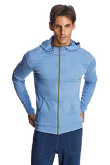 Figurbetonter Crossover Yoga Track Performance Hoodie (Eisblau)