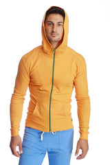 Figurbetonter Crossover Yoga Track Performance Hoodie (Sonnenorange)