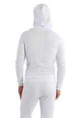 Form-fit Crossover Yoga Track PerformanceHoodie (Weiß mit grünem Reißverschluss)