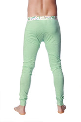 Light green and white striped crosstrain thermal yoga pant with patterned waistband designed for men