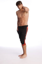 Pantalon de yoga à revers (noir avec cinabre)