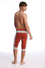 Pantalon de yoga à revers (Cinabre et gris)