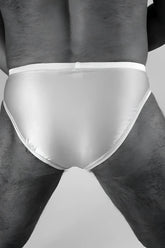 Cut2medesigns peek a crotch french bikini underwear in nude size s made of white satin with a smooth glossy finish