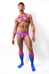 Cybertech brief vibrant pink and blue athletic underwear with geometric pattern for activewear use