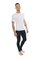 White short-sleeved designer raglan crew-neck compression tee with subtle ribbed texture in arctic white