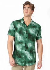Diffuse abstract s s shirt green and black tie dye short sleeved button up shirt perfect for casual wear