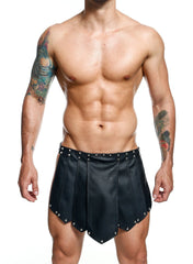 DnGeon Roman skirt black faux leather shorts with silver studs along the hem and sides in new colors