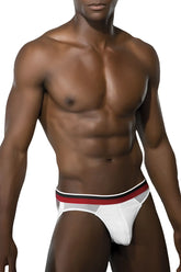 White doreanse 1212-wht metro jock athletic briefs with red and black striped waistband stylish and comfortable