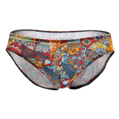 Doreanse 1217-PRN groovy bikini color printed vibrant patterned men’s briefs with colorful mosaic design on stretchy fabric