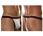 White thong with a red and navy blue striped waistband by doreanse 1218-wht metro thong color white
