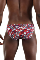 Men’s swim trunks doreanse 1243-prn pop art bikini color printed with red white and blue geometric pattern