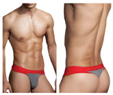 Doreanse 1258-smk warrior thong in smoke red featuring a branded waistband and red and gray fabric design
