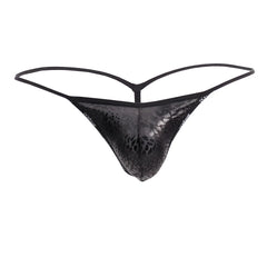 Black lace thong doreanse 1326-pan flashy g-string in black panther with subtle metallic sheen and intricate pattern