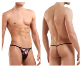 Black and iridescent purple doreanse 1326-rro flashy g-string with shiny metallic finish shown from back side