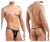 Black sheer thong with thin elastic waistband and small metallic clasp at back by doreanse 1326-sbk flashy g-string