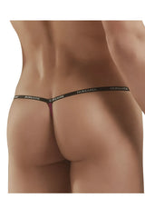 Black Doreanse 1330-BRD ribbed modal thong featuring a sleek minimalist design in bordeaux color showing back side