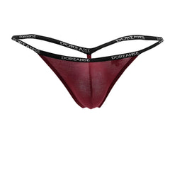 Maroon mesh thong with black elastic waistband featuring dorseanse branding from doreanse 1330-brd ribbed modal t-thong
