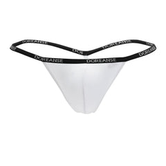 White doreanse 1330-wht ribbed modal t-thong with black elastic waistband featuring white brand lettering