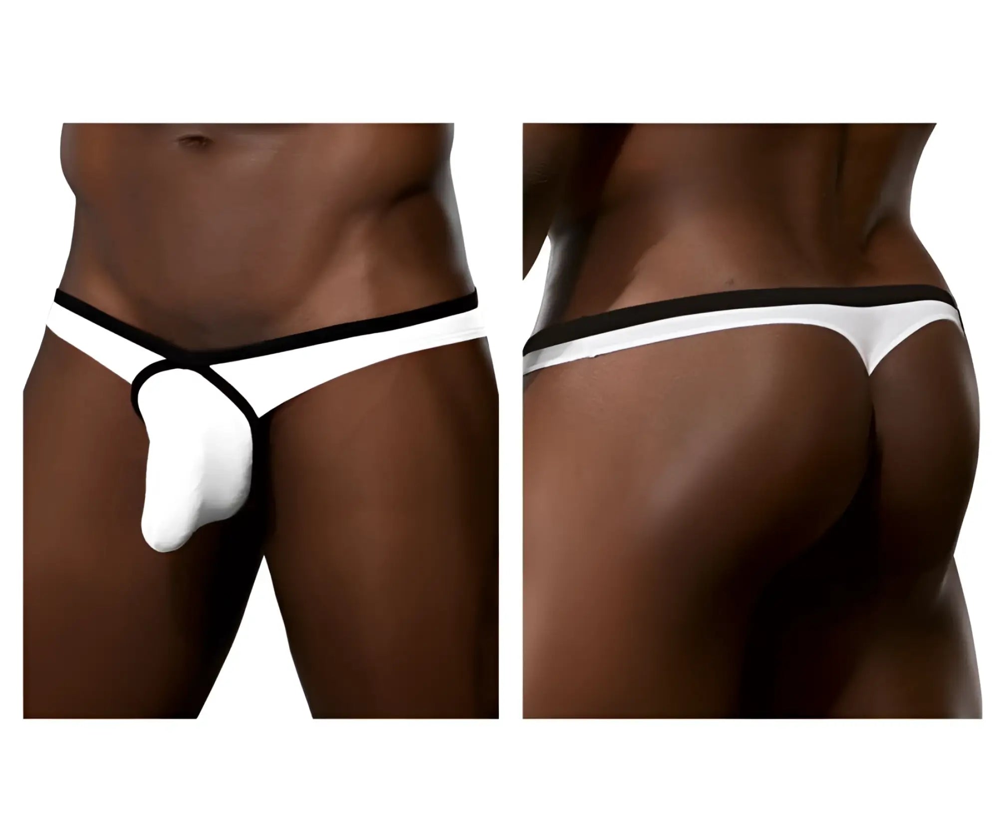 White and black doreanse 1332-wht loop thong with supportive molded design in white color front view