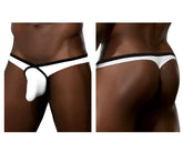 White and black doreanse 1332-wht loop thong with supportive molded design in white color front view