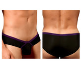 Black doreanse 1377-blk boost cheeky briefs with bold purple trim and v-shaped design for a stylish fit