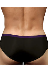 Doreanse 1377-BLK boost cheeky brief in black with solid purple waistband made from soft breathable fabric