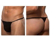 Black doreanse 1390-blk aire thong with narrow waistband featuring white brand name lettering