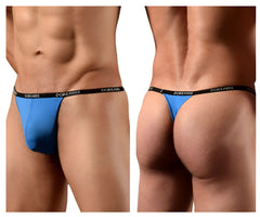 Blue doreanse 1390-blu aire thong with cobalt blue fabric and black elastic waistband showing front side
