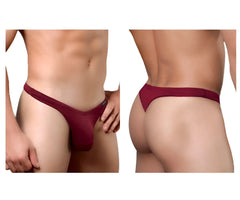 Doreanse 1392-brd euro thong in bordeaux with smooth stretchy fabric and small brand tag on the side