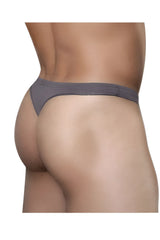 Doreanse 1392-SMK euro thong in smoke color made of smooth stretchy fabric with a minimalist design shown from the back