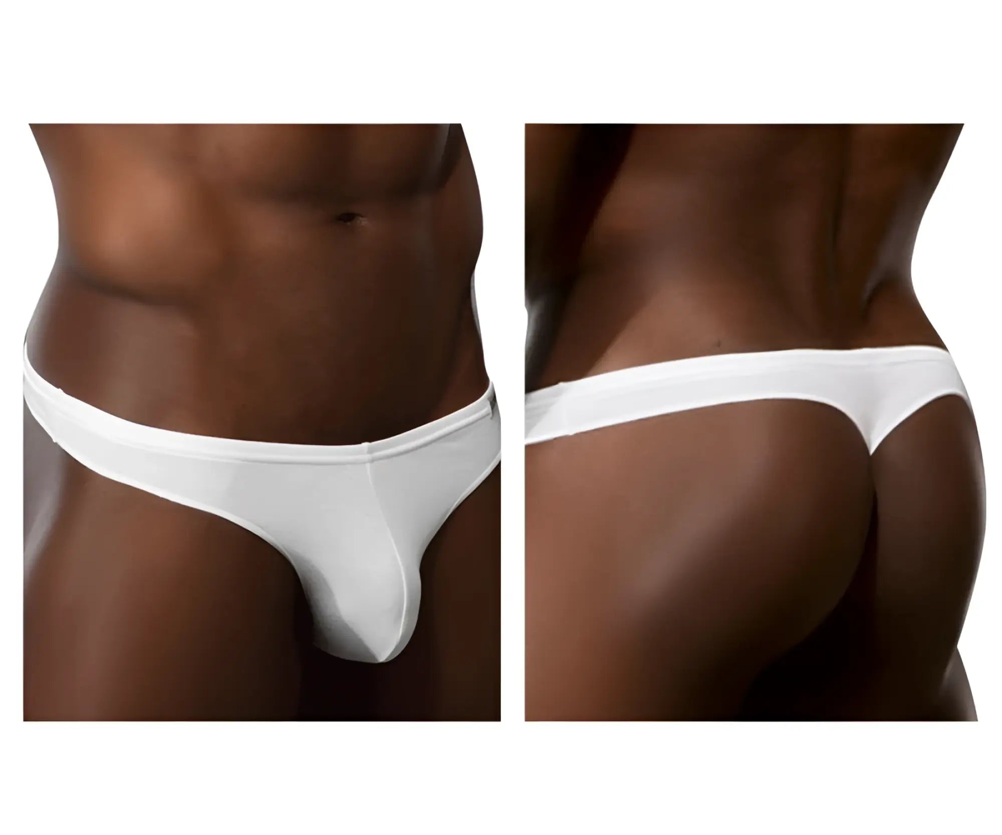 White Doreanse 1392 euro thong made of smooth stretchy fabric shown from the back side in a form-fitting style