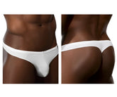 White Doreanse 1392 euro thong made of smooth stretchy fabric shown from the back side in a form-fitting style