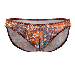 Doreanse 1403-prn persian briefs color printed orange and blue patterned mesh briefs with vintage rug design