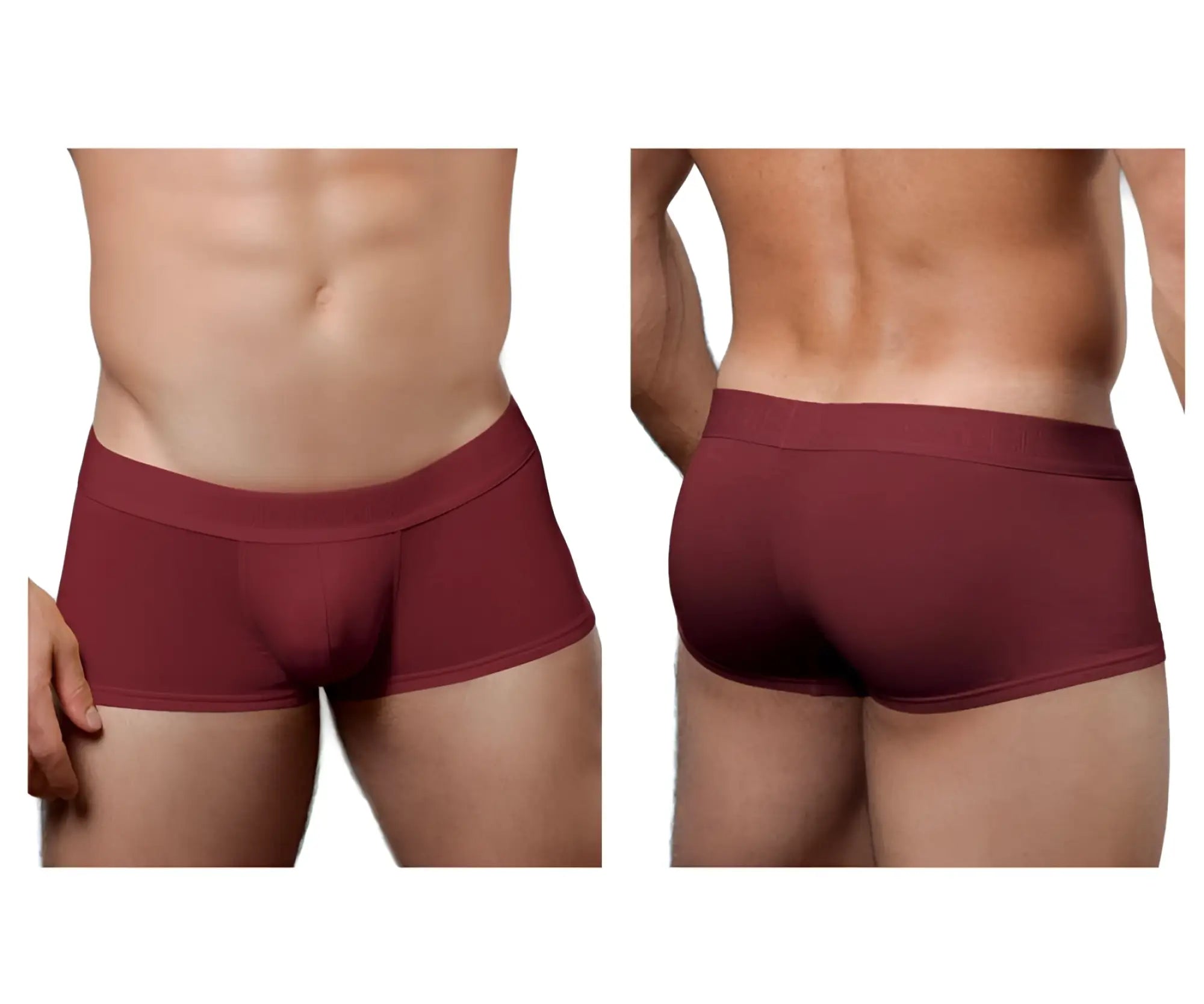 Doreanse 1760-BRD low-rise trunk maroon form-fitting briefs with smooth fabric finish front view