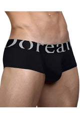 Black doreanse 1779-bk pouch mini trunk briefs with wide white dorean waistband in black color