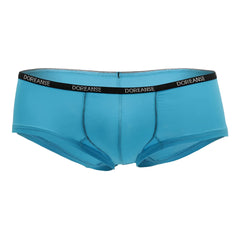 Turquoise doreanse 1781-trq naked mini trunk briefs with black elastic waistband and white brand lettering