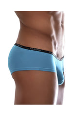 Light blue doreanse 1781-trq naked mini trunk men’s briefs with black elastic waistband and white brand lettering