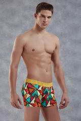 Doreanse Prisma boxer brief underwear size M with vibrant geometric pattern and bold yellow waistband