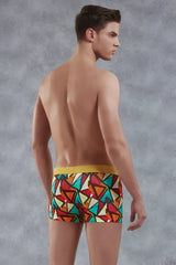 Doreanse Prisma boxer brief underwear size M with vibrant geometric pattern and bold yellow waistband front view